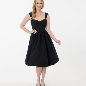 NWT Unique Vintage Black Sleeveless Swing Dress L 10/12